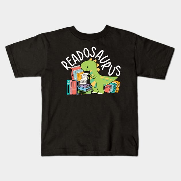 Readosaurus Kids T-Shirt by maxcode